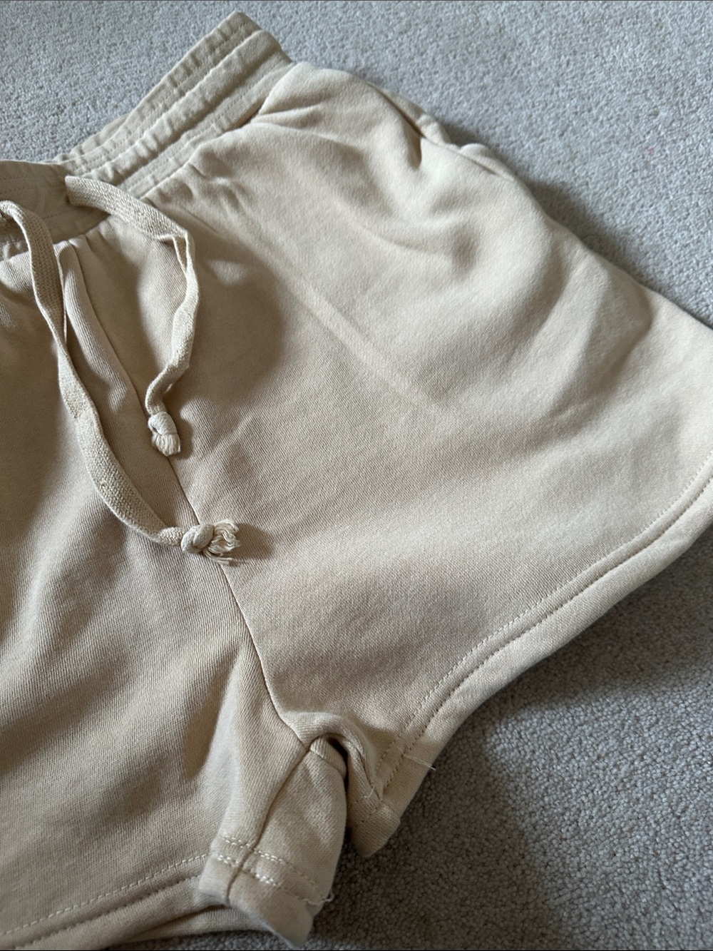 Summer Fridays Beige Drawstring Fleece Shorts! - Picture 4 of 9